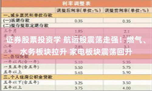 证券股票投资学 航运股震荡走强！燃气、水务板块拉升 家电板块震荡回升